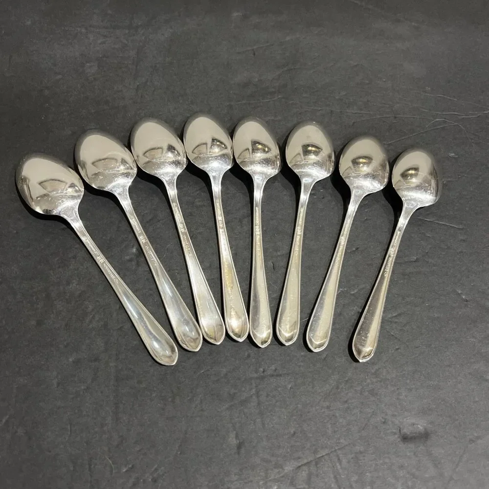 8 Place Oval Soup Spoons International Rogers Silverplate 1936 FASCINATION 7-1/4